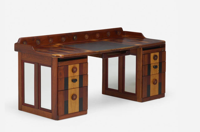 Phillip Lloyd Powell American Craft Custom Double Pedestal Desk, 1955