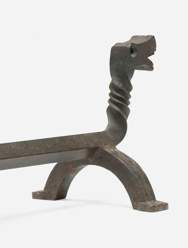 Pair of Figural Dragon Andirons In the Manner of Samuel Yellin, c. 1930
