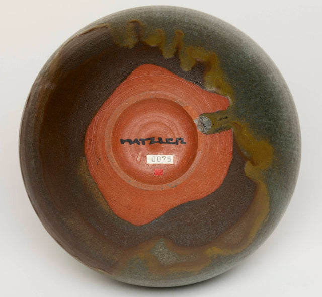 Gertrud and Otto Natzler Round Bottle with Lip, 1967