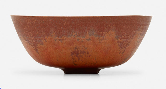 Gertrud and Otto Natzler Bowl Earthenware with Flame Red Mat Glaze 1945