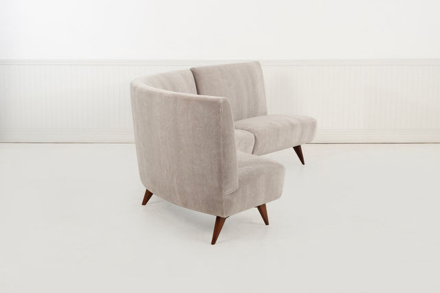 Gio Ponti Style Sectional Sofa by Hisa, Italy – Mohair Upholstery, Walnut Legs