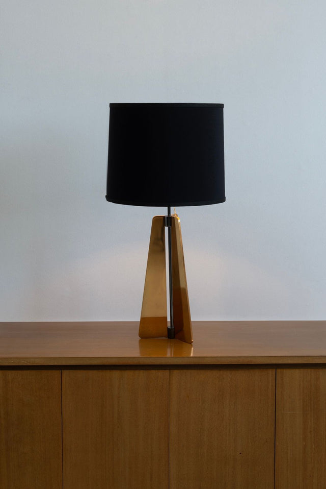 Pair of Custom Solid Brass Obelisk Table Lamps, Circa 2000