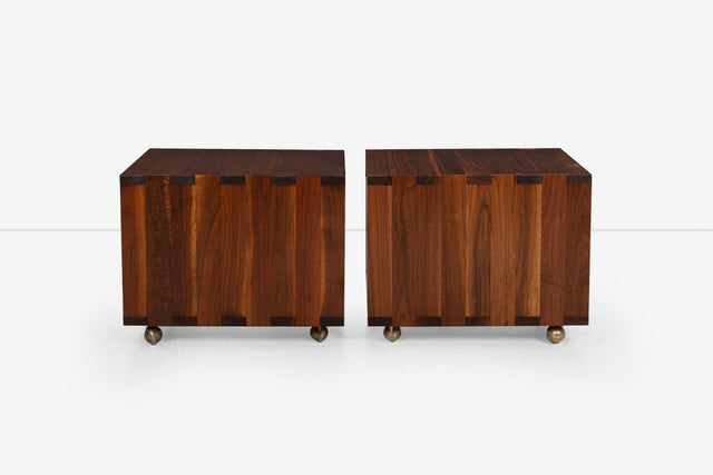Edward Wormley for Dunbar Janus Group, Pair of End Tables on Casters 1958