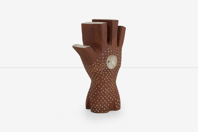 Monumental Leza McVey Surrealist "Eye in Hand" Ceramic Sculpture, 1977