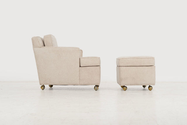 Edward Wormley for Dunbar Lounge Chair and Ottoman on Casters, 1965