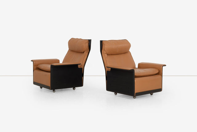 Pair of Dieter Rams for Vitsoe 620 High Back Lounge Chairs in Cognac Leather, 1962