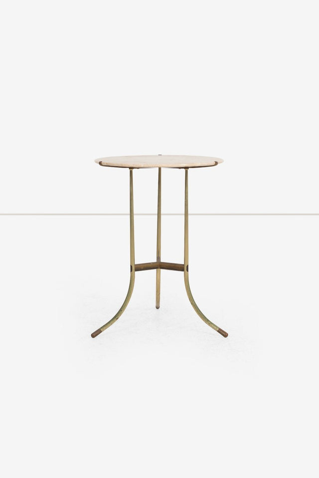 Cedric Hartman Model AE Side Table in Brass, Bronze, and Travertine, 1973