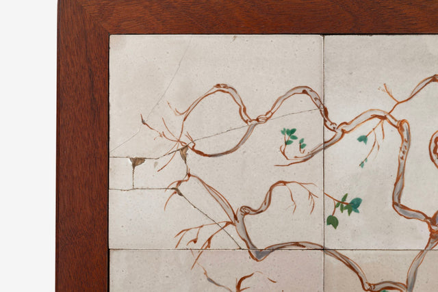 Pair of Parson End Tables by Edward Wormley for Dunbar with hand painted tiles