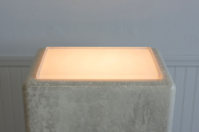 Illuminating Faux Travertine Pedestal