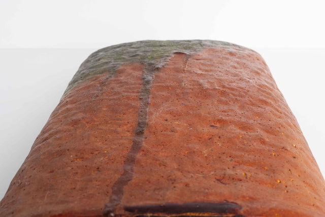 Monumental Fantoni Orange and Green Glazed Ceramic Vase
