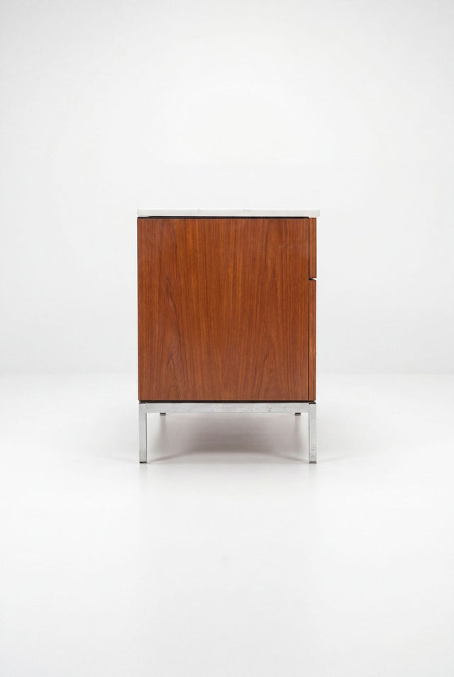 Florence Knoll Eight-Drawer Credenza Teakwood and Marble 1973