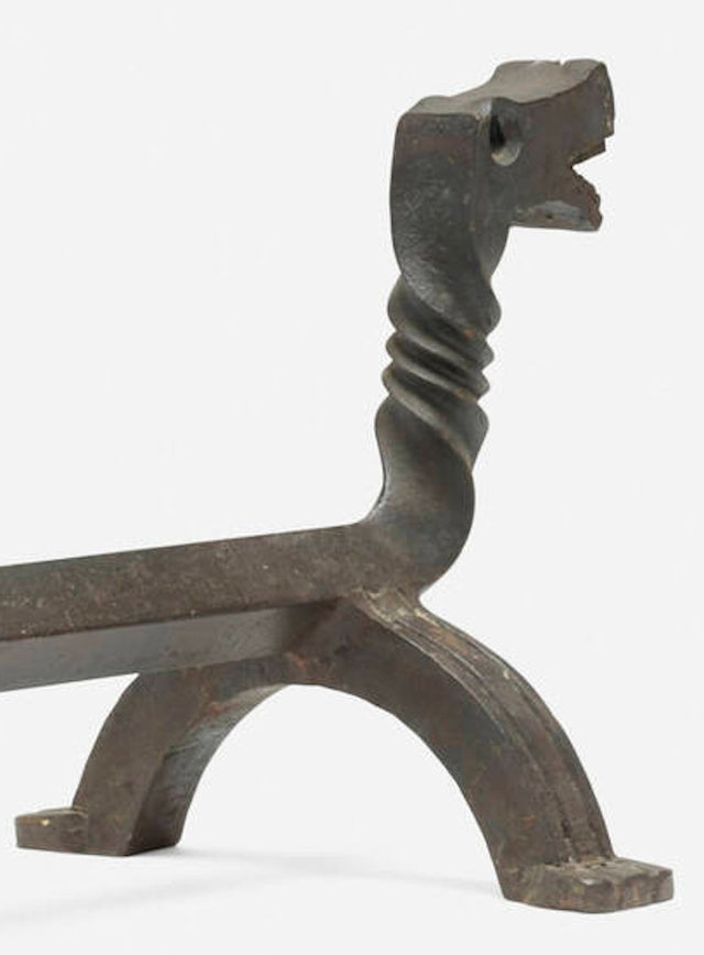 Pair of Figural Dragon Andirons In the Manner of Samuel Yellin, c. 1930