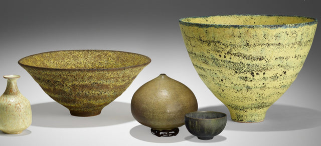Gertrud and Otto Natzler Important Large Sulphur Crater Bowl 1959