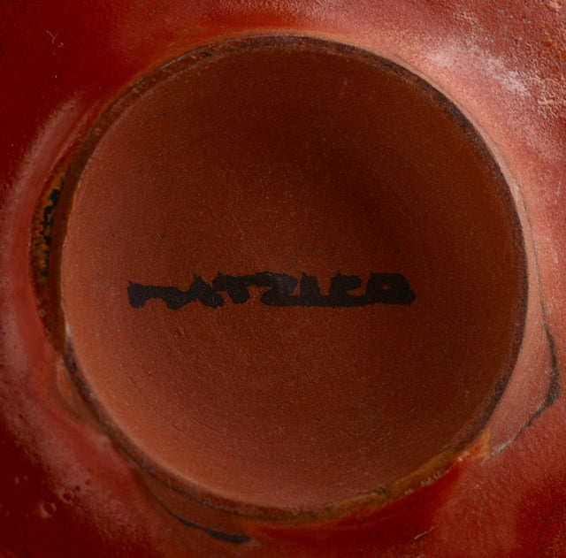 Gertrud and Otto Natzler Bowl Earthenware with Flame Red Mat Glaze 1945