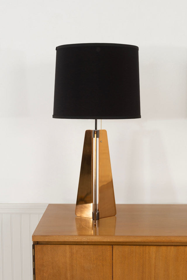 Pair of Custom Solid Brass Obelisk Table Lamps, Circa 2000