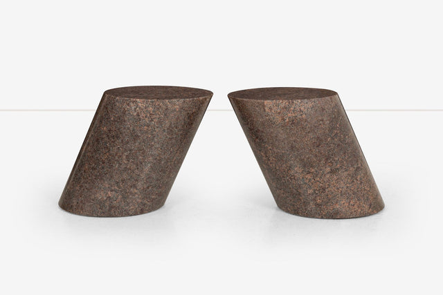 Pair of Lucia Mercer End Tables for Knoll 1982 in Custom Sierra Brown Granite