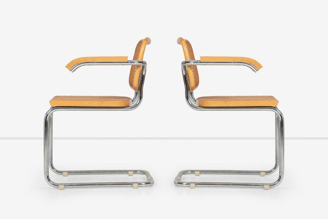 Marcel Breuer B64 Cesca Dining Chairs with Arms set of Six