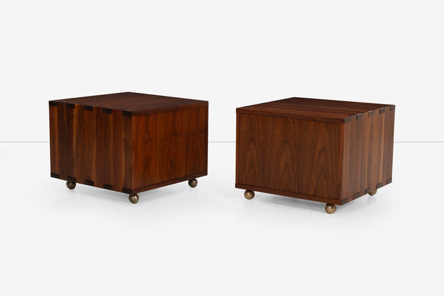 Edward Wormley for Dunbar Janus Group, Pair of End Tables on Casters 1958