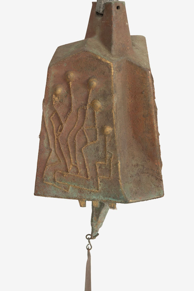 Monumental Paolo Soleri Brutalist Bronze Bell with Cast Aluminum Spine, 1960