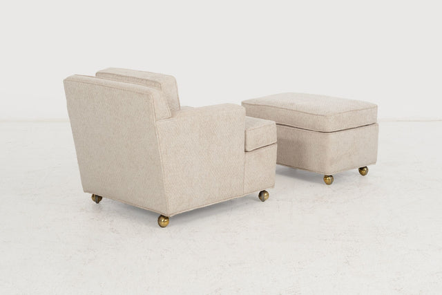 Edward Wormley for Dunbar Lounge Chair and Ottoman on Casters, 1965