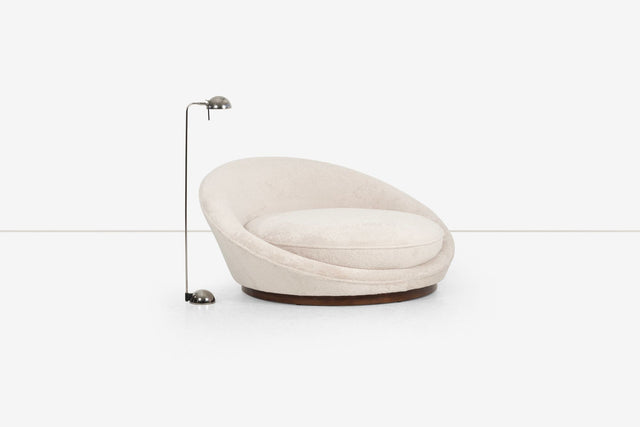 Milo Baughman Style Satellite Chaise in Tan Faux Fur, 1970