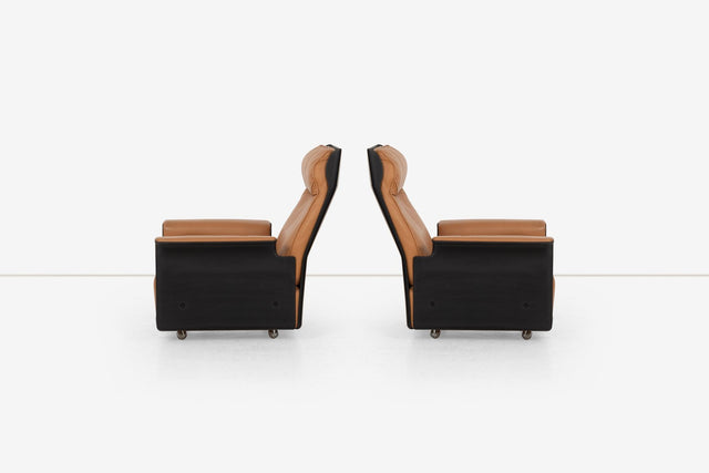 Pair of Dieter Rams for Vitsoe 620 High Back Lounge Chairs in Cognac Leather, 1962