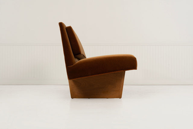 Harvey Probber Rare Slipper Sofa Mahogany Wood and Mohair c. 1955