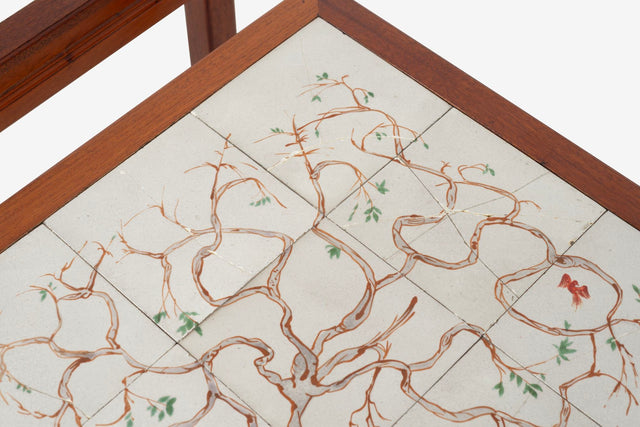 Pair of Parson End Tables by Edward Wormley for Dunbar with hand painted tiles