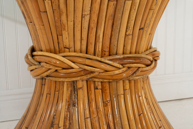 McGuire Sculptural Rattan & Bamboo "Sheaf of Wheat" Oval Console Table