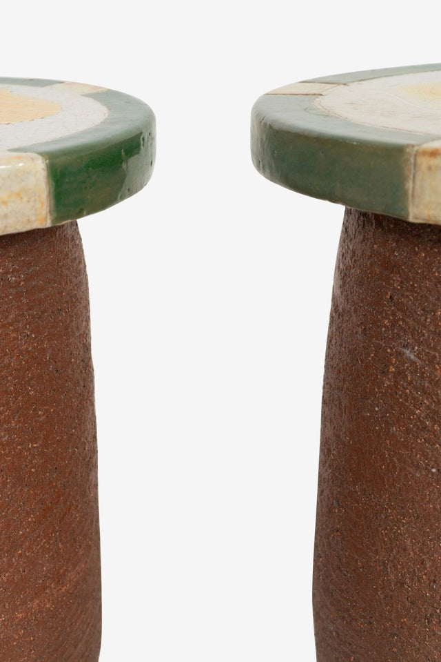 Pair of Ceramic Stools/ end Tables Stan Bitters, c. 1975