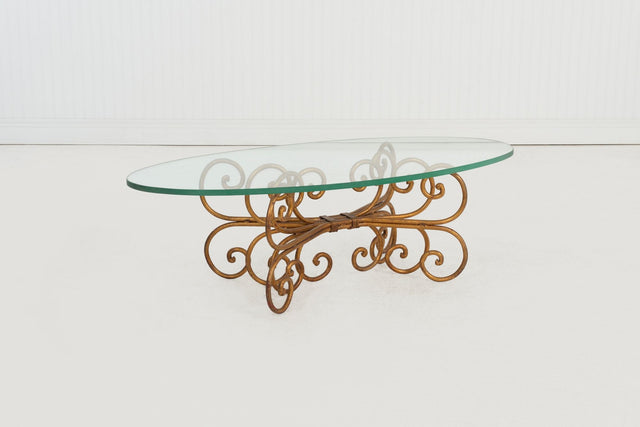 Gilt Wrought Iron Coffee Table in the Style of Maison Jansen