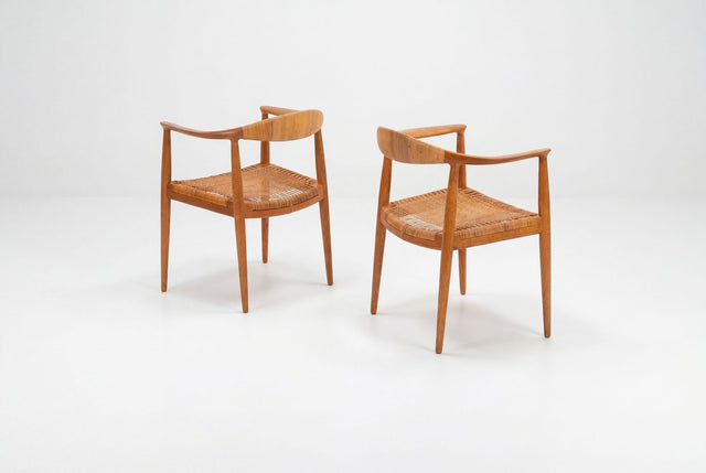 Hans Wegner for Johannes Hansen “The Chair” Dining Chairs Set of Six in Oak 1960
