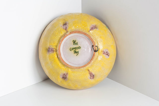 Guido Gambone Yellow Ceramic Bowl, Italy, c. 1950s