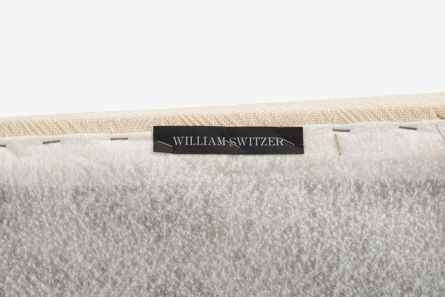 Pair of William Switzer Stools, c. 1985 – Maple Hoof-Foot Bases & Diamond-Print Upholstery