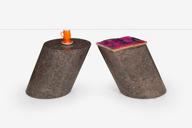 Pair of Lucia Mercer End Tables for Knoll 1982 in Custom Sierra Brown Granite