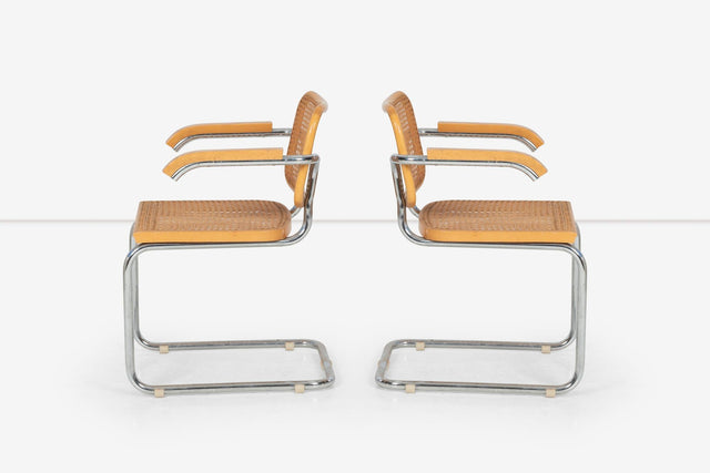 Marcel Breuer B64 Cesca Dining Chairs with Arms set of Six