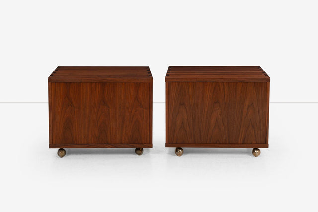 Edward Wormley for Dunbar Janus Group, Pair of End Tables on Casters 1958