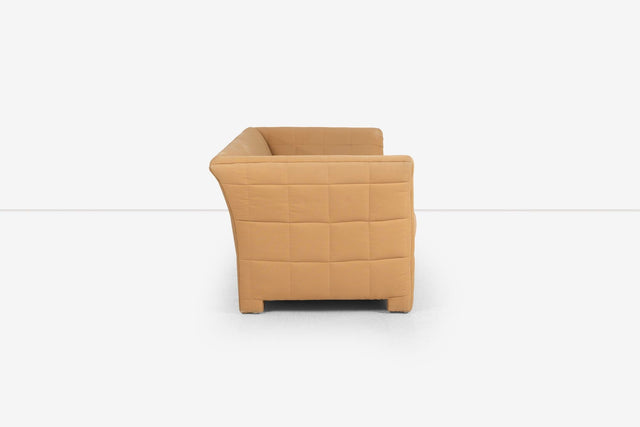 John Mascheroni for Swaim Furniture Quilted Tan Three Seat Sofa 1970's