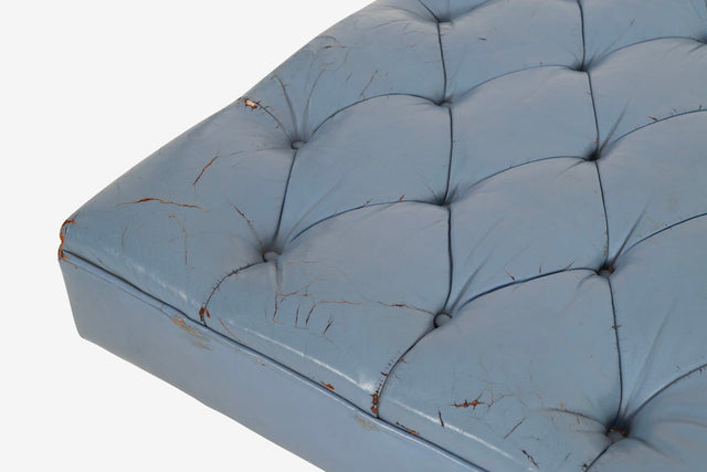 Kipp Stewart for Calvin Furniture Blue Leather Diamond Tufted Daybed c. 1960