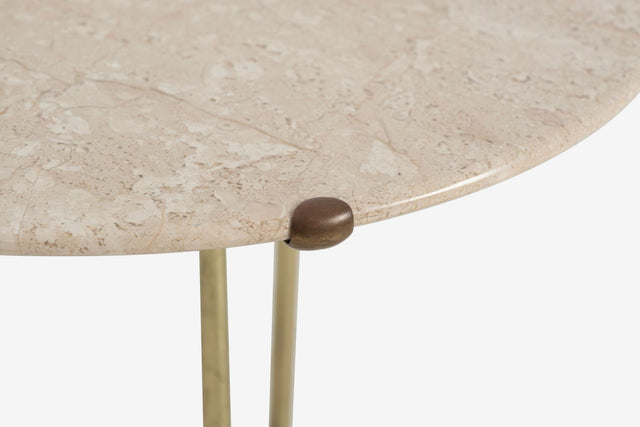 Cedric Hartman Model AE Side Table in Brass, Bronze, and Travertine, 1973