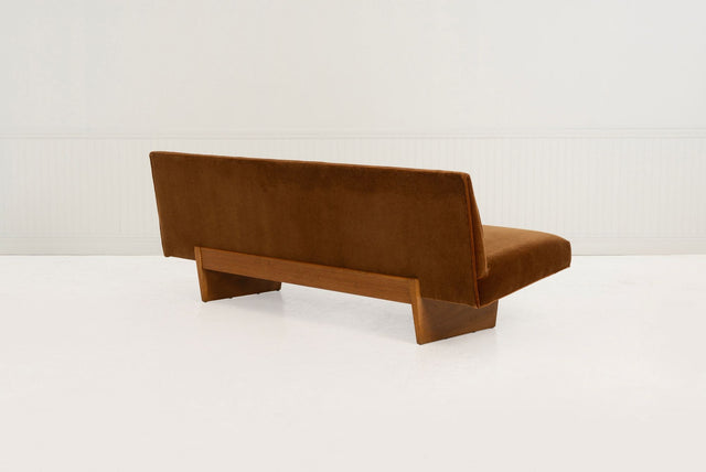 Harvey Probber Rare Slipper Sofa Mahogany Wood and Mohair c. 1955
