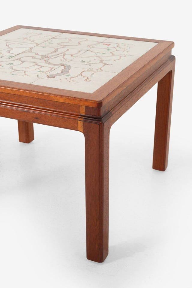 Pair of Parson End Tables by Edward Wormley for Dunbar with hand painted tiles