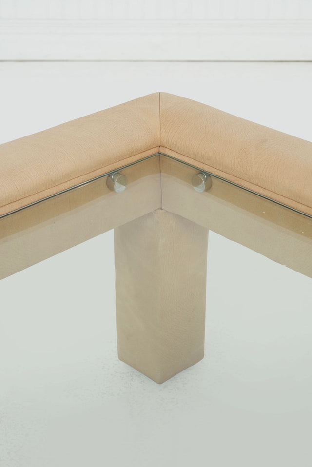 Karl Springer Style Padded Leather Coffee Table, c. 1980