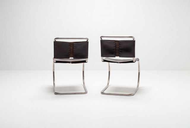 Pair of Ludwig Mies van der Rohe for Knoll MR10 Chairs 1970 c.