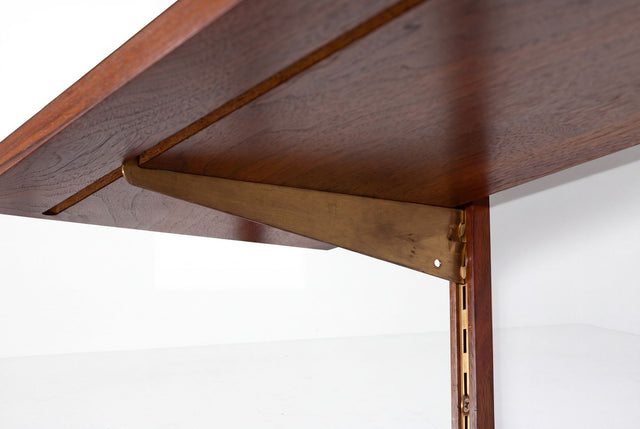 Edward Wormley for Dunbar Three-Bay Walnut & Brass Shelving System, 1952