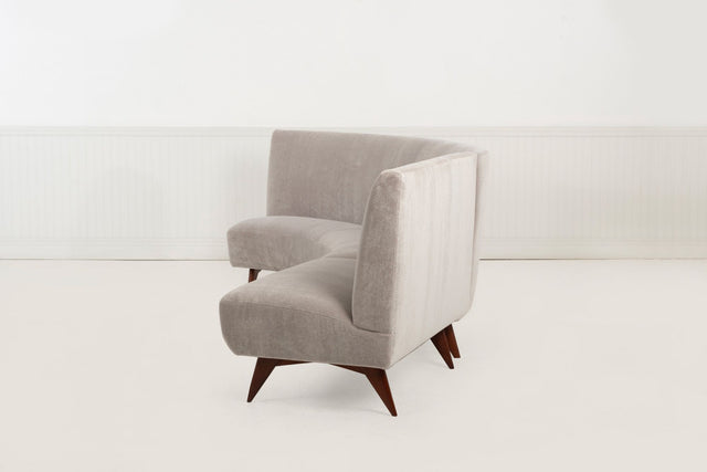 Gio Ponti Style Sectional Sofa by Hisa, Italy – Mohair Upholstery, Walnut Legs