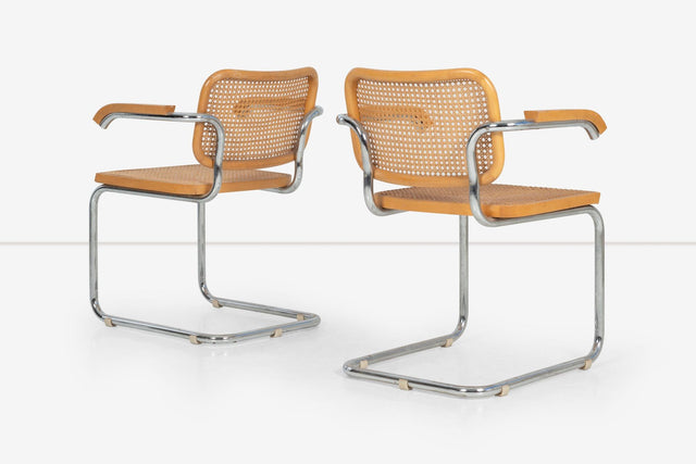 Marcel Breuer B64 Cesca Dining Chairs with Arms set of Six