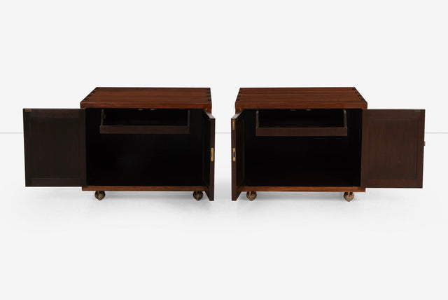 Edward Wormley for Dunbar Janus Group, Pair of End Tables on Casters 1958