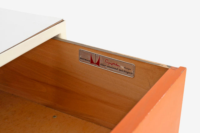 George Nelson for Herman Miller Custom for Hugh DuPree Steel Frame Cabinets Orange and Yellow 1960
