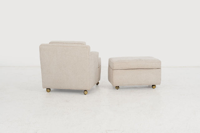 Edward Wormley for Dunbar Lounge Chair and Ottoman on Casters, 1965